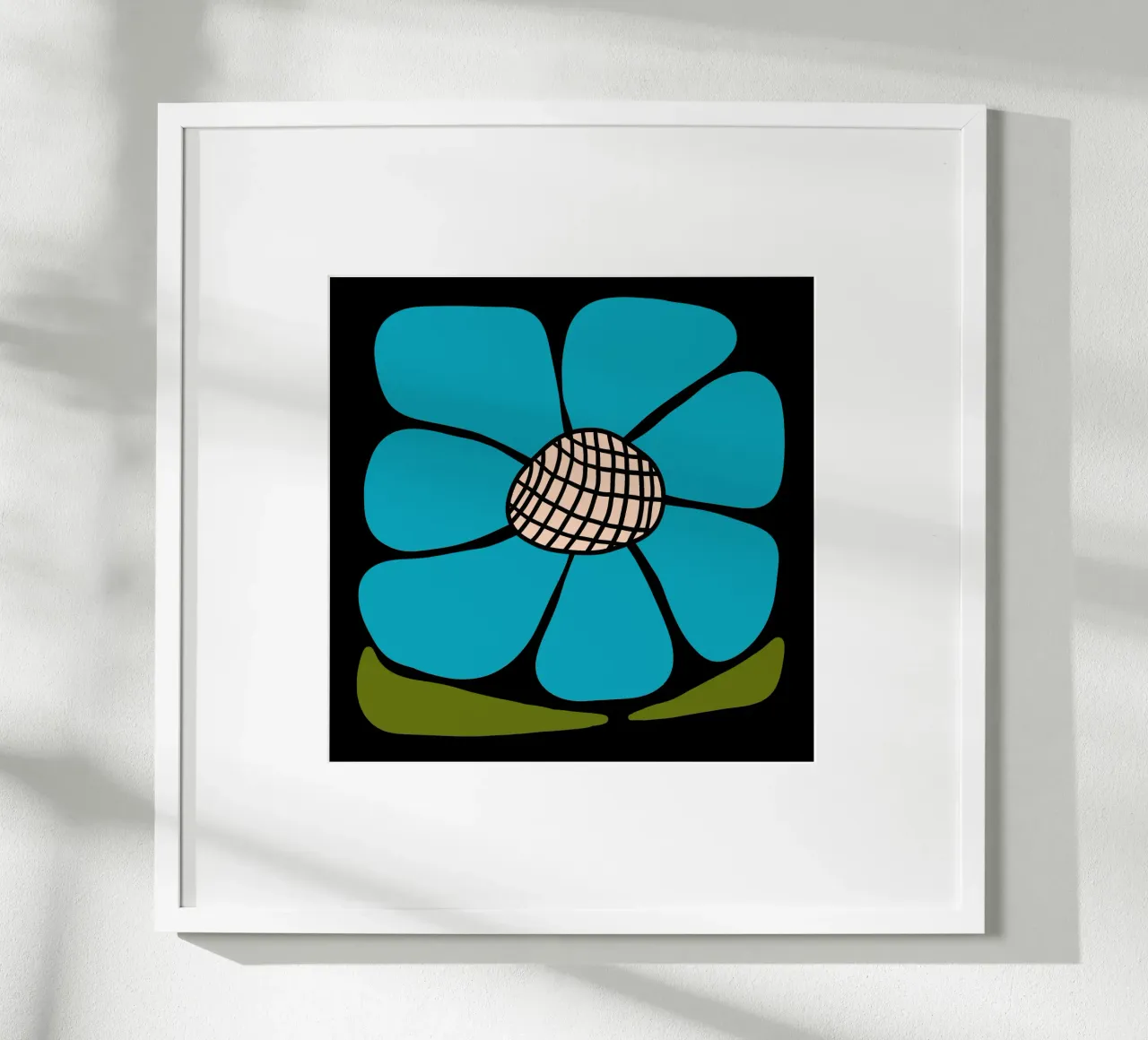 Blue bold blossom poster con telaio in plastica da TijanaArtStudio88
