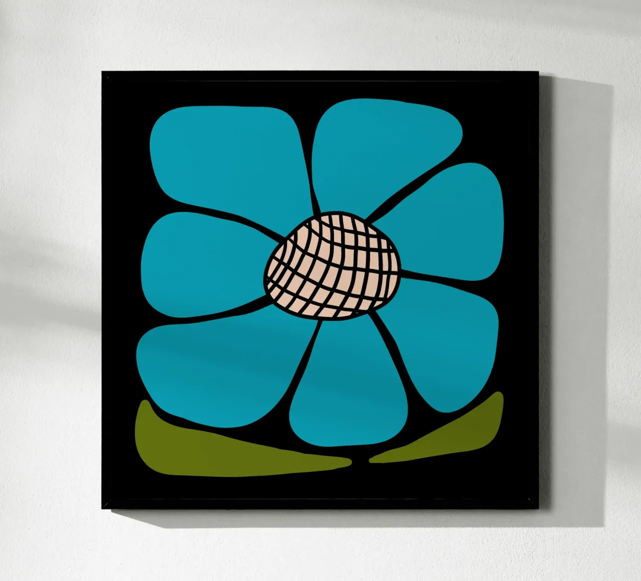 Blue bold blossom poster con telaio in plastica da TijanaArtStudio88