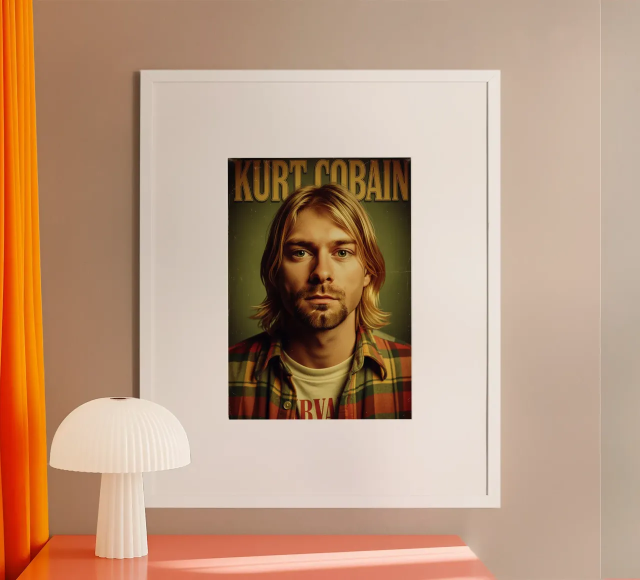 Kurt Cobain vintage #1 poster con telaio in legno da Lembayung art