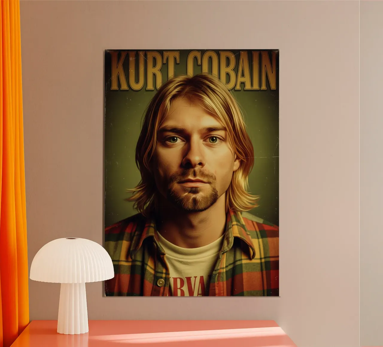 Kurt Cobain vintage #1 poster con telaio in legno da Lembayung art