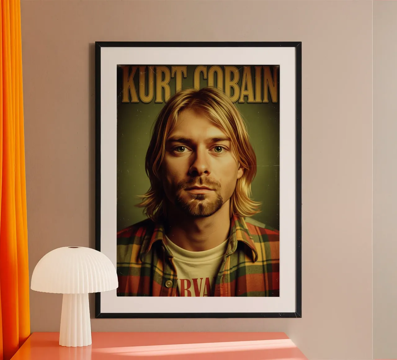 Kurt Cobain vintage #1 poster con telaio in legno da Lembayung art