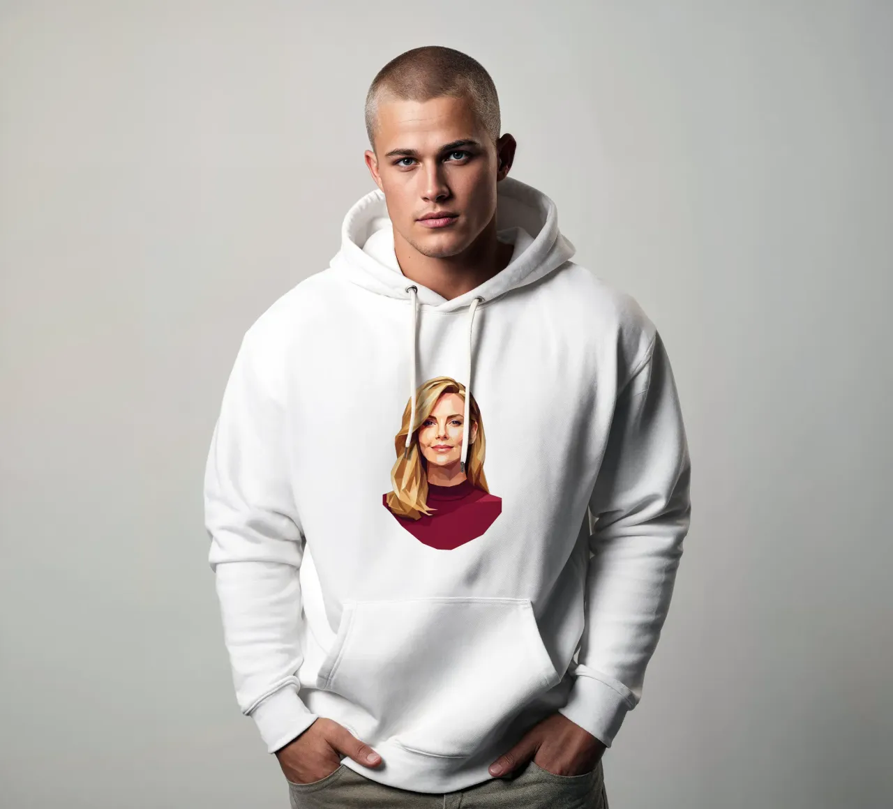 Charlize Theron Low Poly felpa con cappuccio da Low Profile