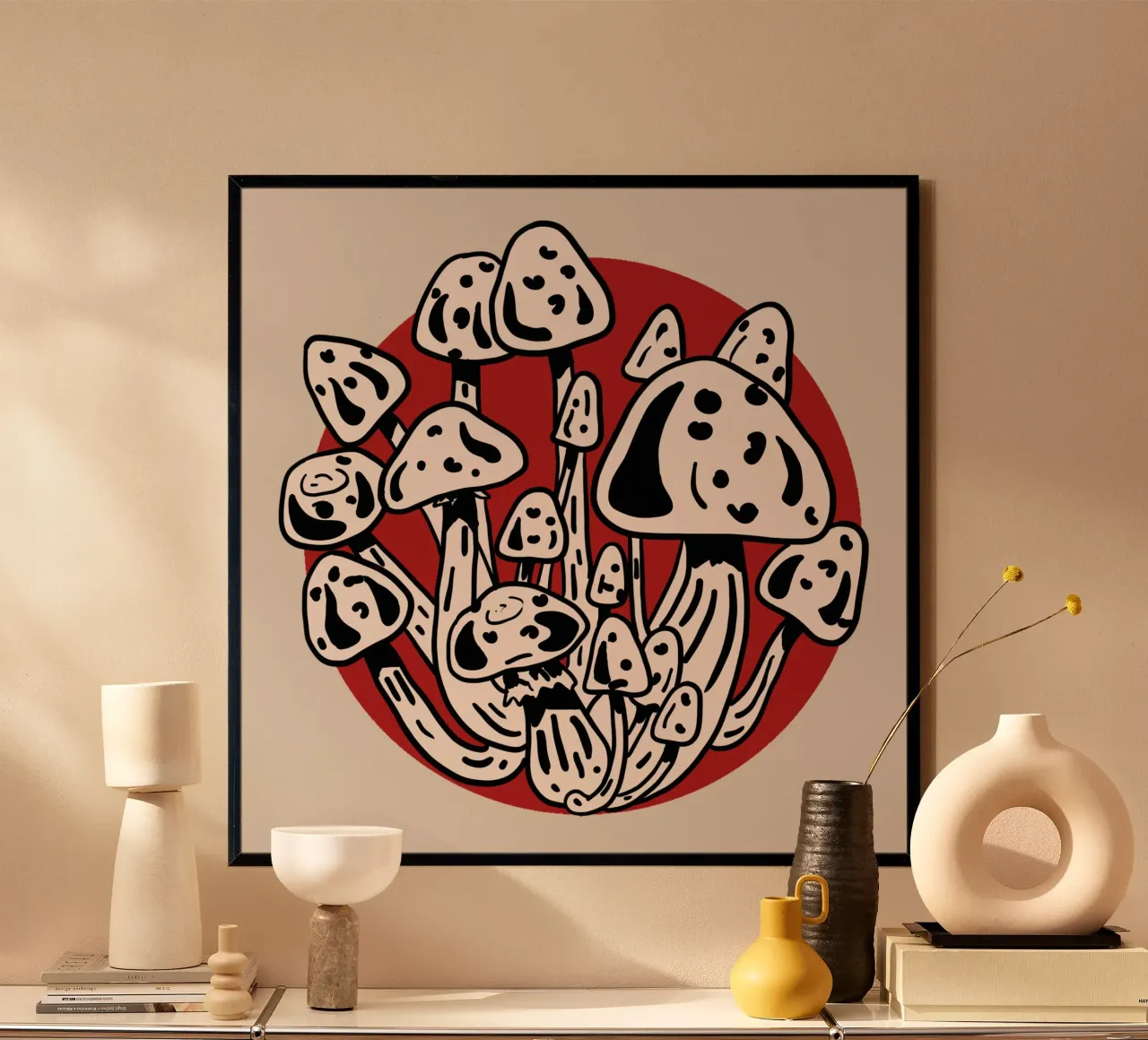 Lunar Mushrooms poster con telaio in plastica da TijanaArtStudio88