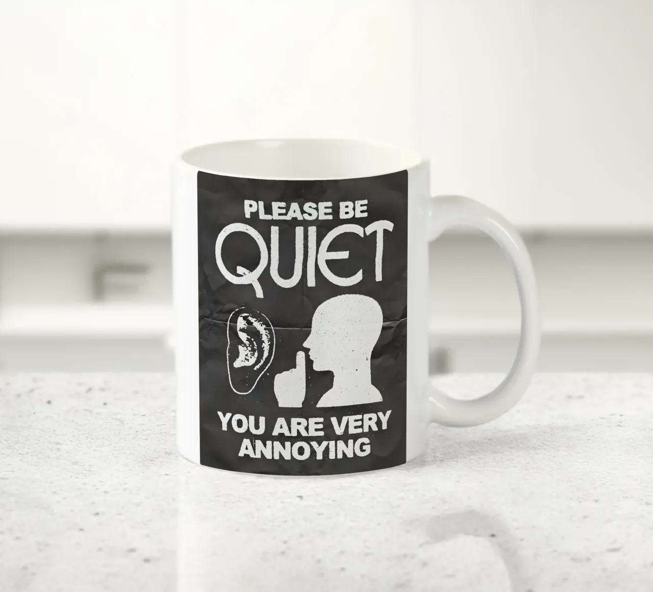 PLEASE BE QUIET tazza in ceramica da Type & Tape