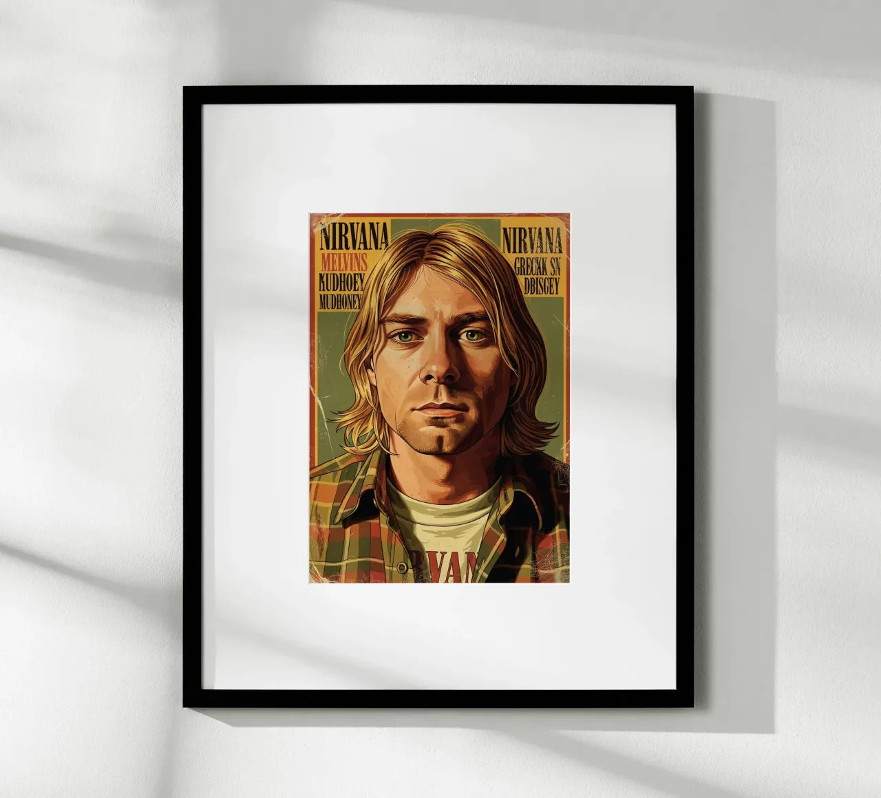 Kurt Cobain vintage #3 poster con telaio in plastica da Lembayung art