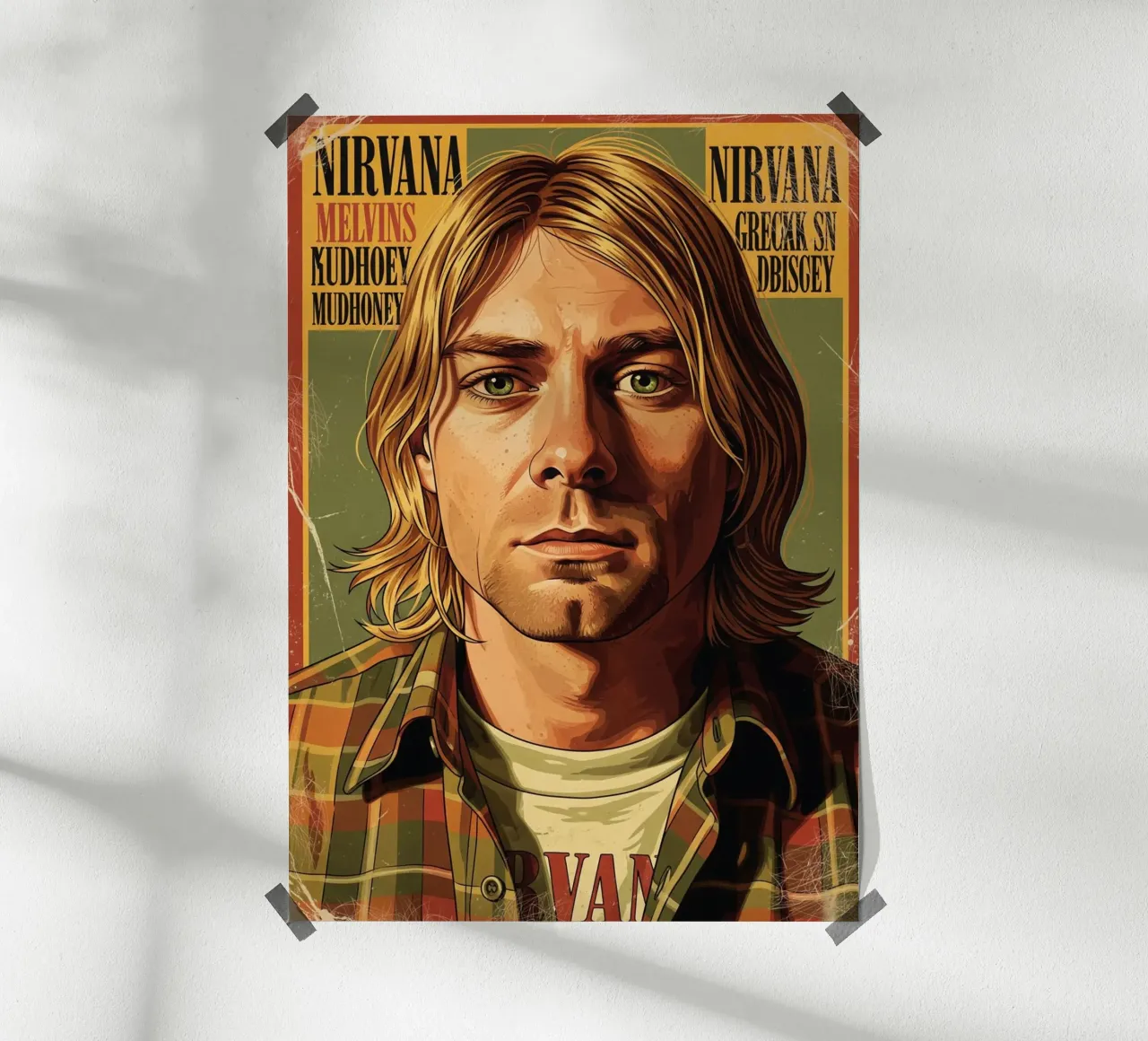 Kurt Cobain vintage #3 poster con telaio in plastica da Lembayung art