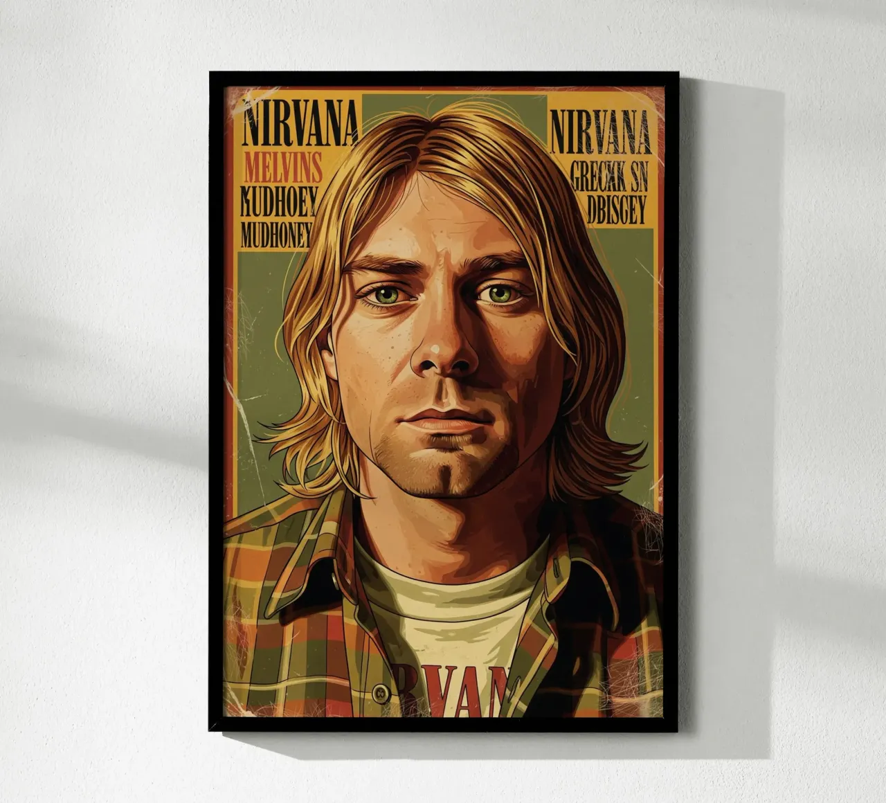 Kurt Cobain vintage #3 poster con telaio in plastica da Lembayung art