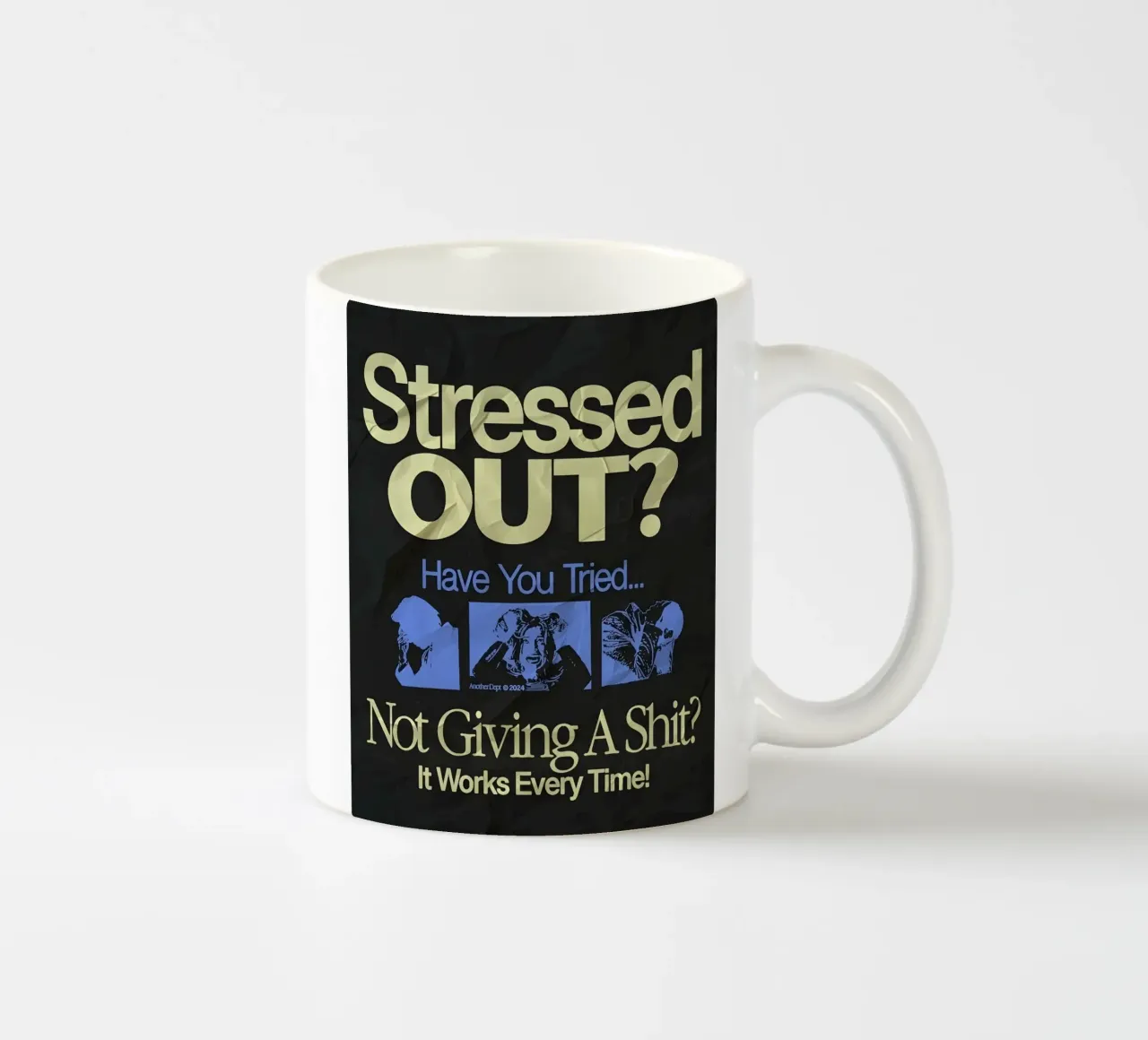'Stressed OUT? tazza in ceramica da Type & Tape