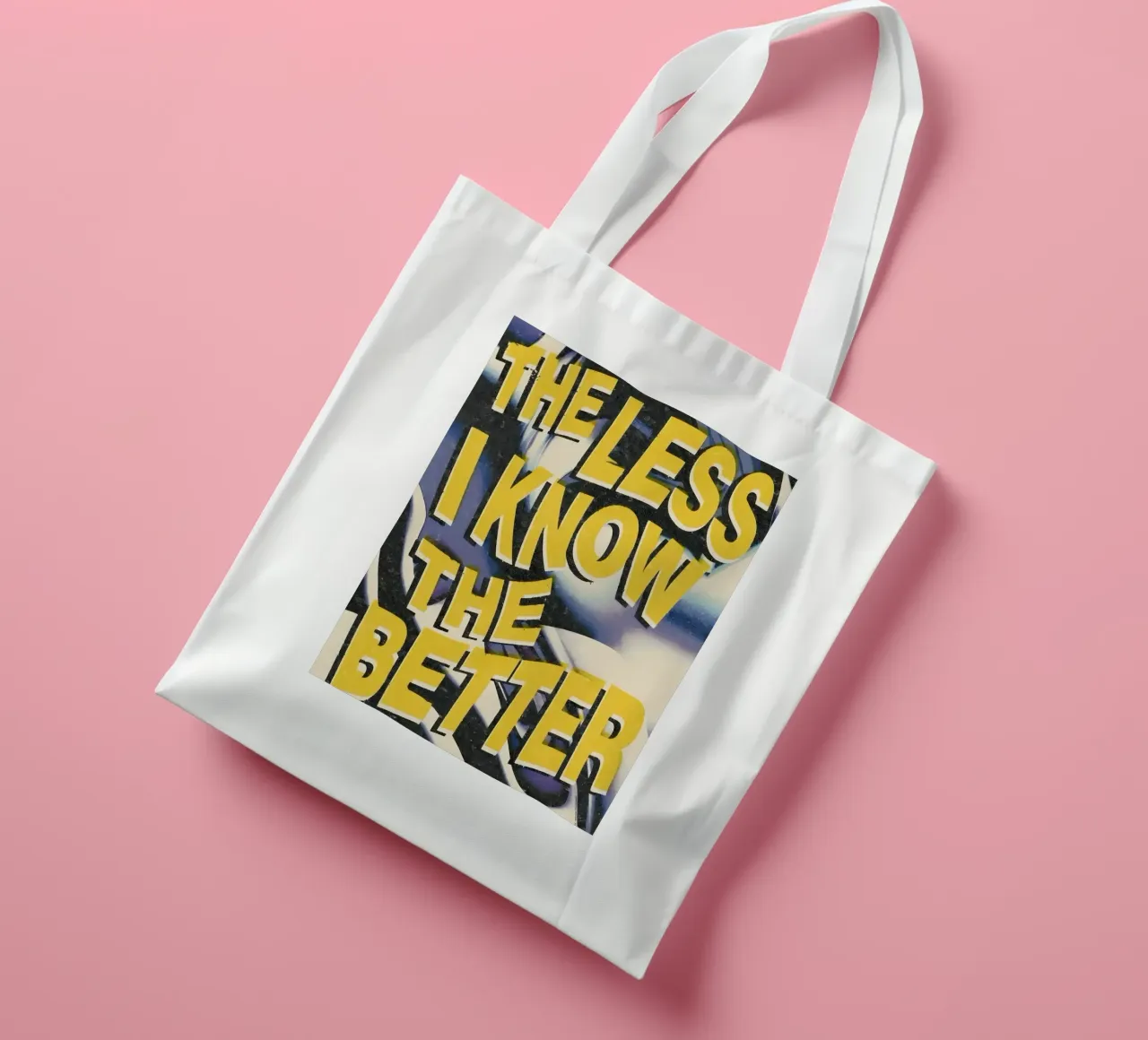 THE LESS KNOVW THE BETTER borsa in juta da Type & Tape