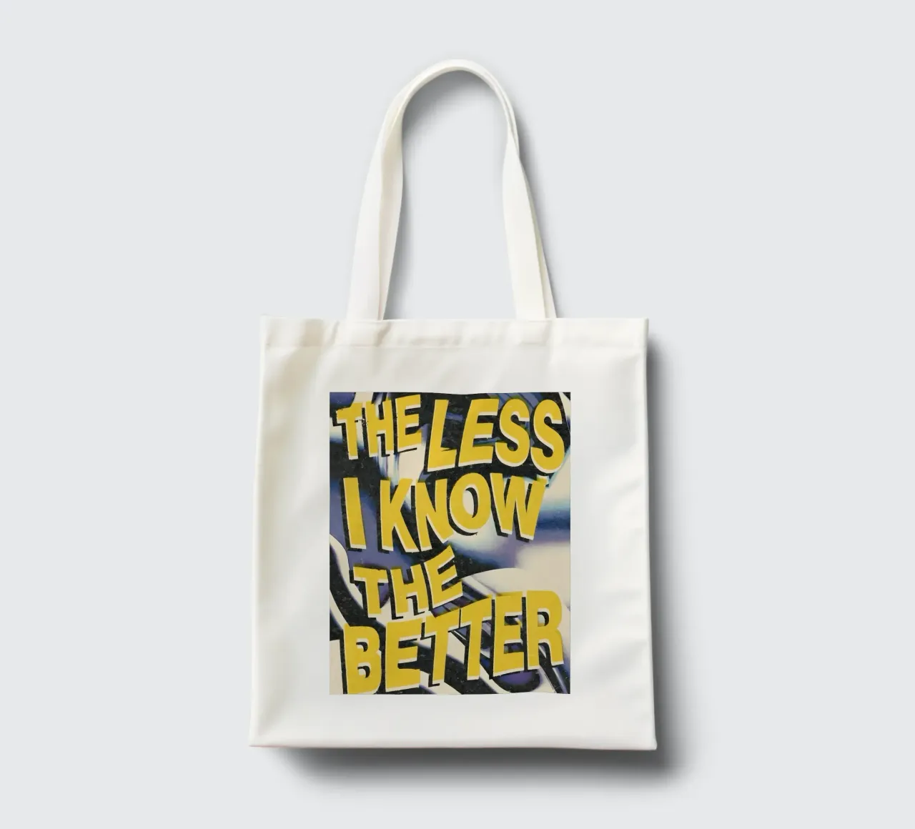 THE LESS KNOVW THE BETTER borsa in juta da Type & Tape