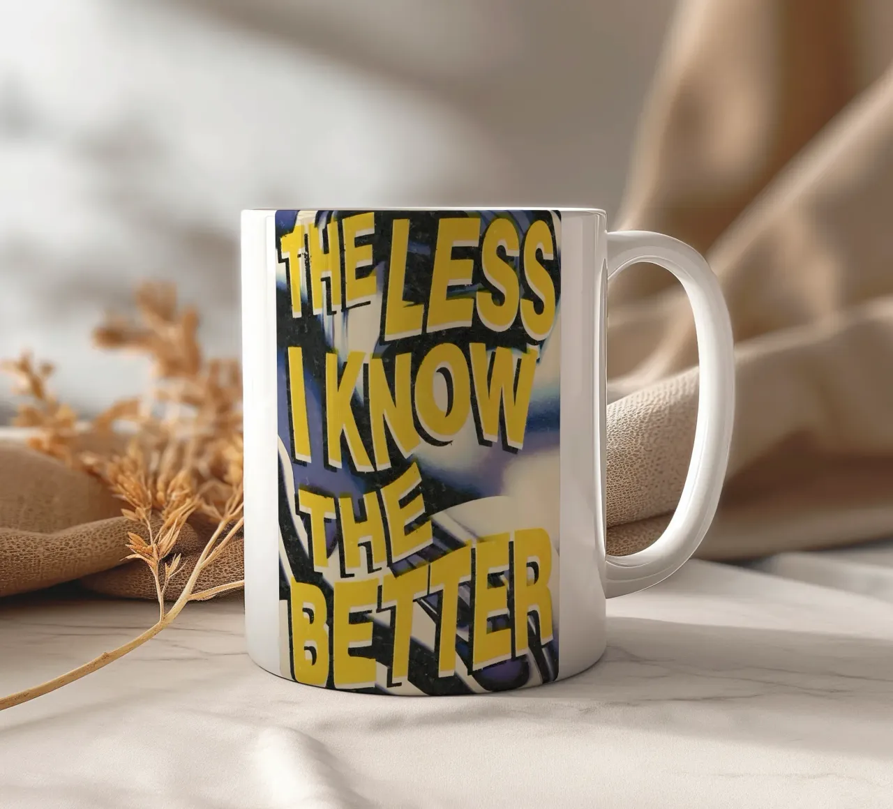 THE LESS KNOVW THE BETTER tazza in ceramica da Type & Tape