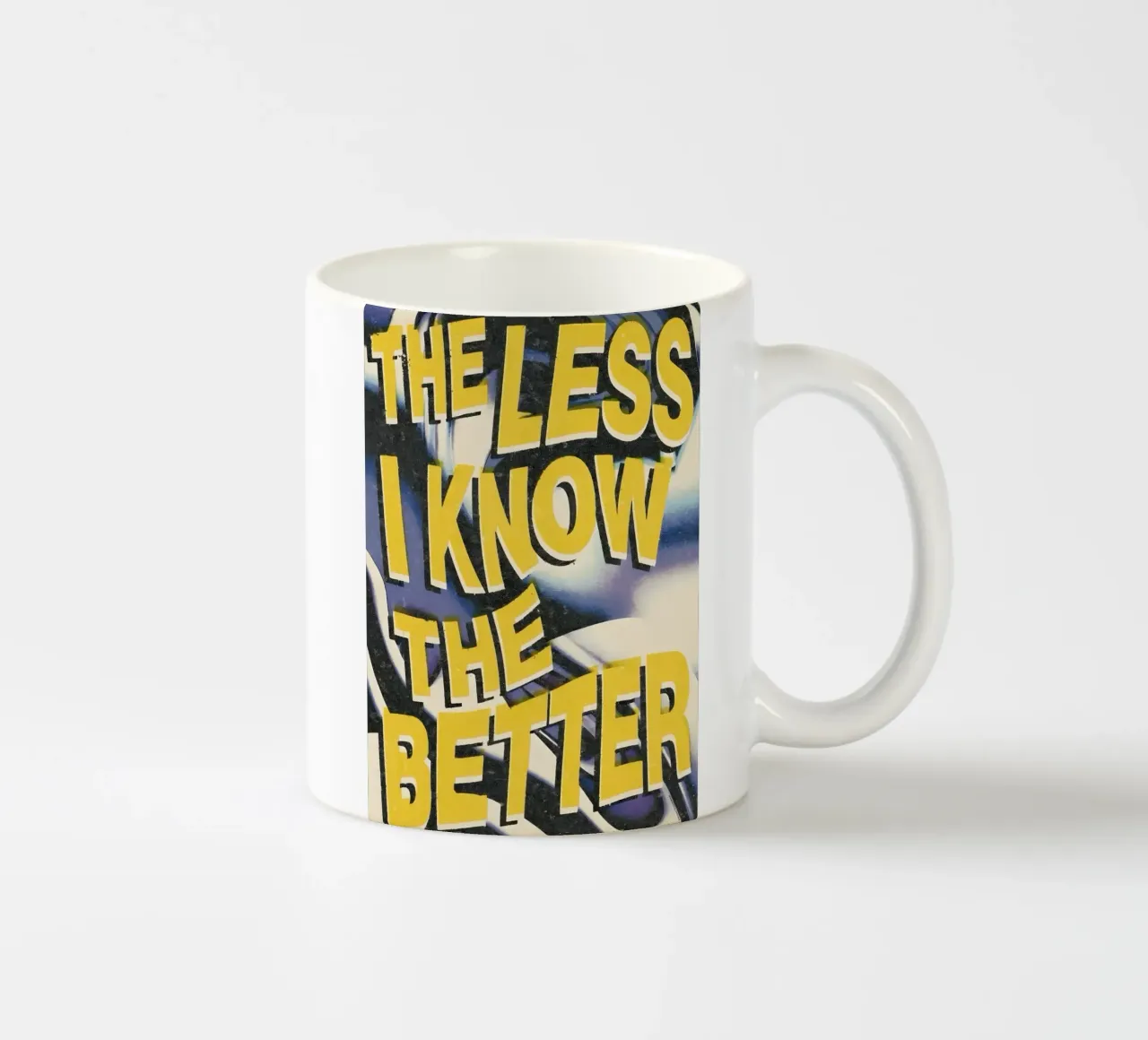 THE LESS KNOVW THE BETTER tazza in ceramica da Type & Tape