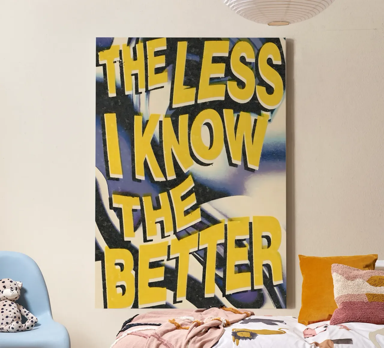 THE LESS KNOVW THE BETTER tela con Cornice a cassetta da Type & Tape