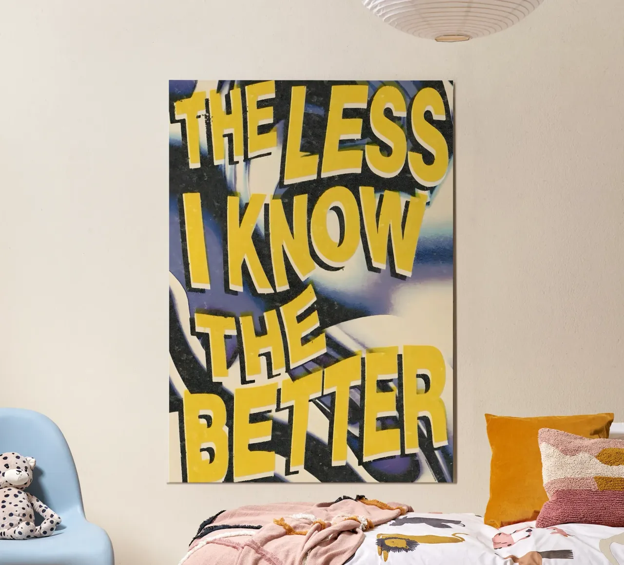 THE LESS KNOVW THE BETTER poster con telaio in legno da Type & Tape