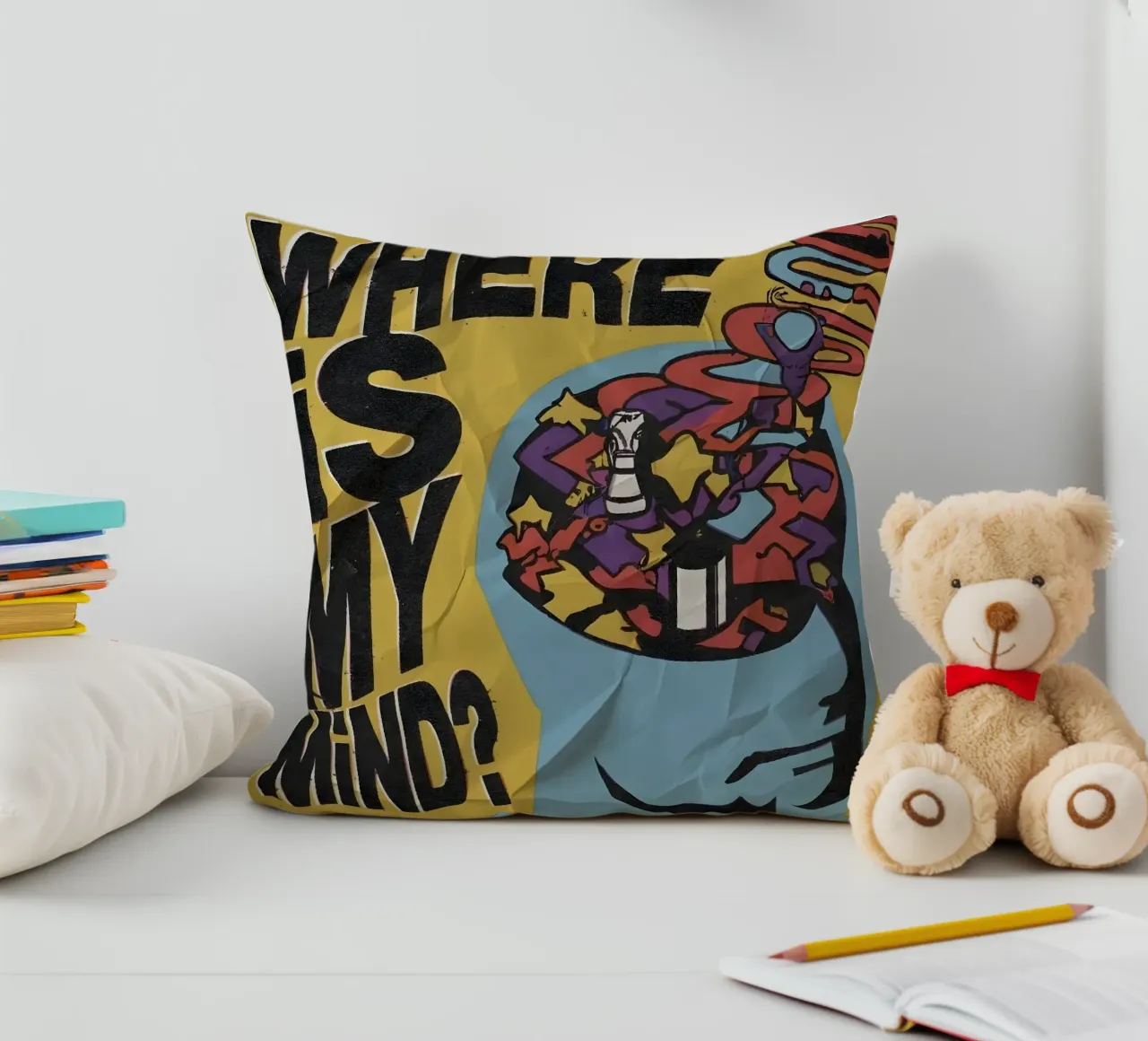 WHERE MY MIND? cuscino da Type & Tape