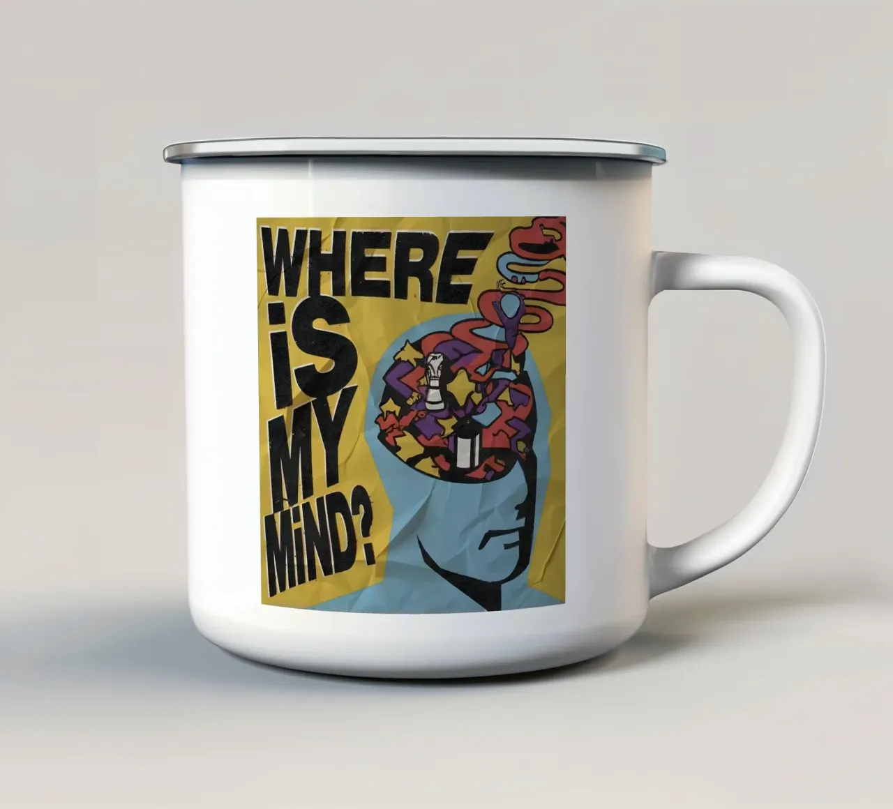 WHERE MY MIND? tazza in smalto da Type & Tape