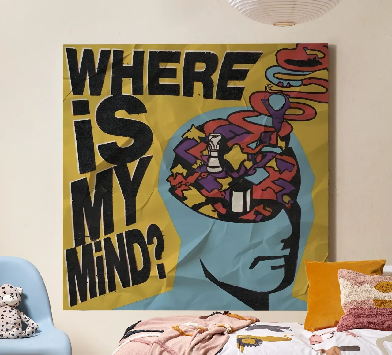 WHERE MY MIND? tela con Cornice a cassetta da Type & Tape