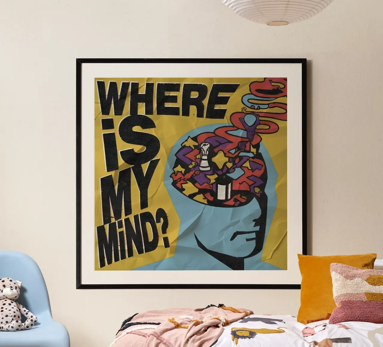 WHERE MY MIND? poster con telaio in plastica da Type & Tape