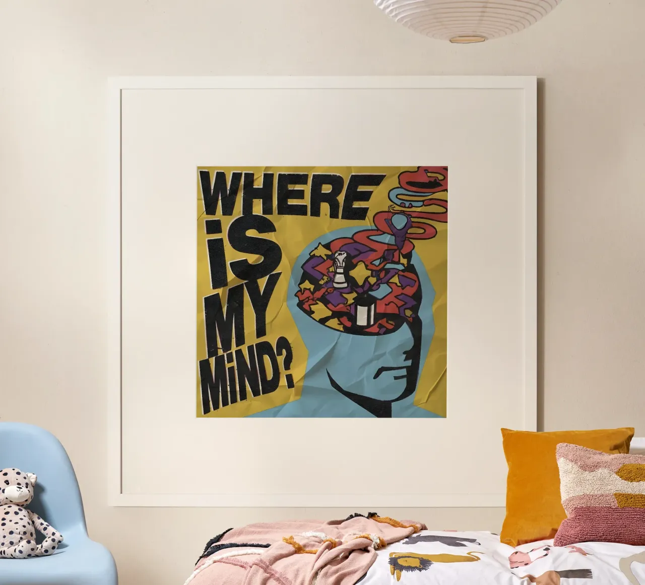 WHERE MY MIND? poster con telaio in plastica da Type & Tape