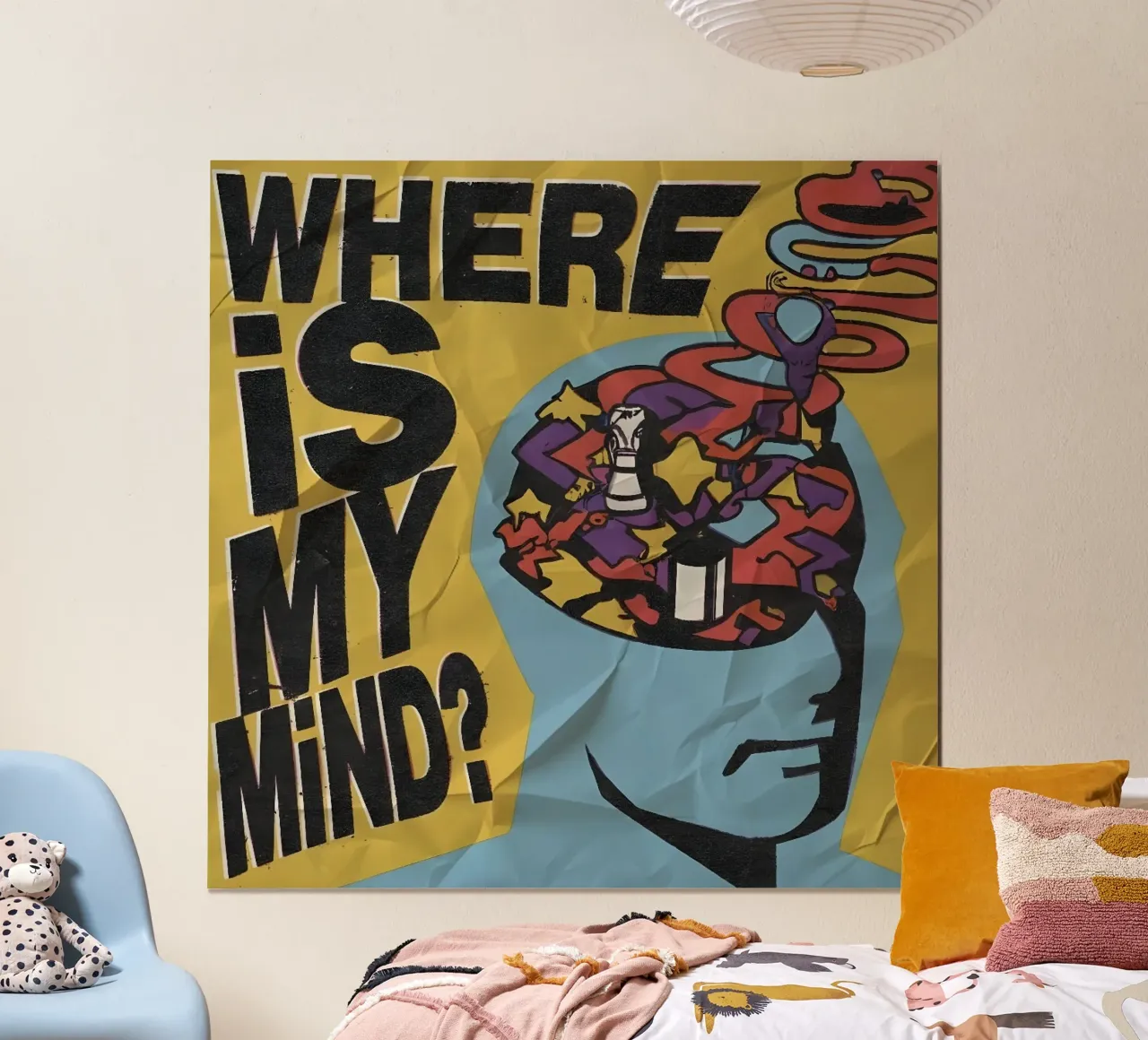 WHERE MY MIND? poster con telaio in plastica da Type & Tape