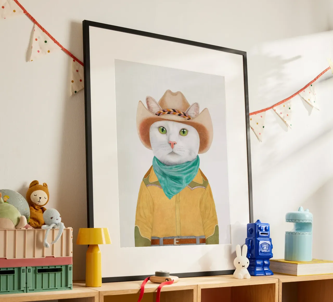 Gatto bianco Cowboy carta hahnemühle da Animal Crew