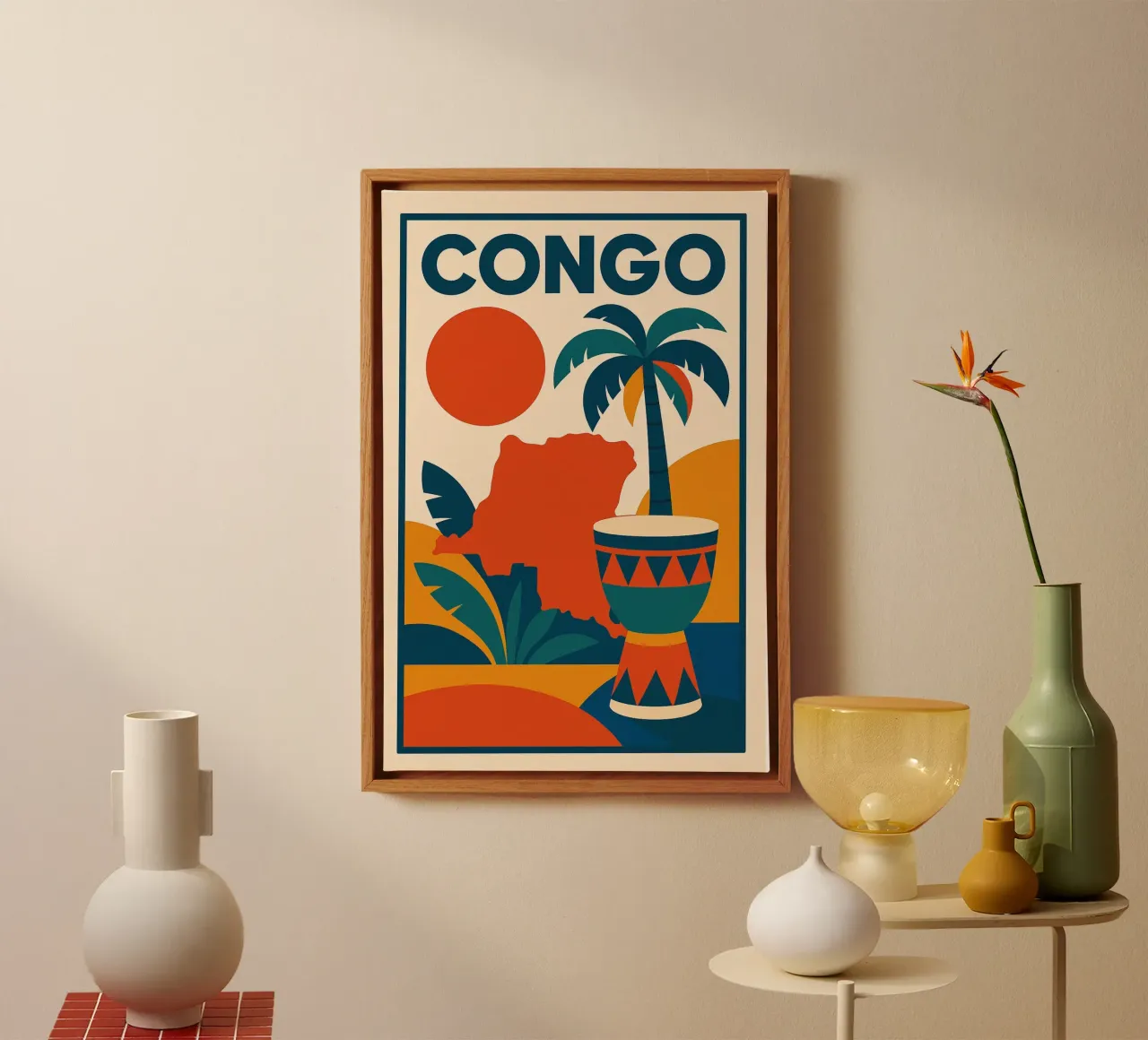 Congo - Levendig Afrika op de affiche canvas met Baklijst van JETLAG | affiches voyage
