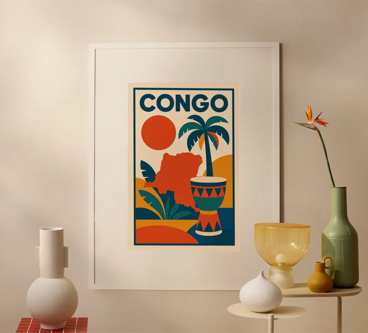 Congo - L'Africa vibrante in cartellone poster con telaio in alluminio da JETLAG | affiches voyage