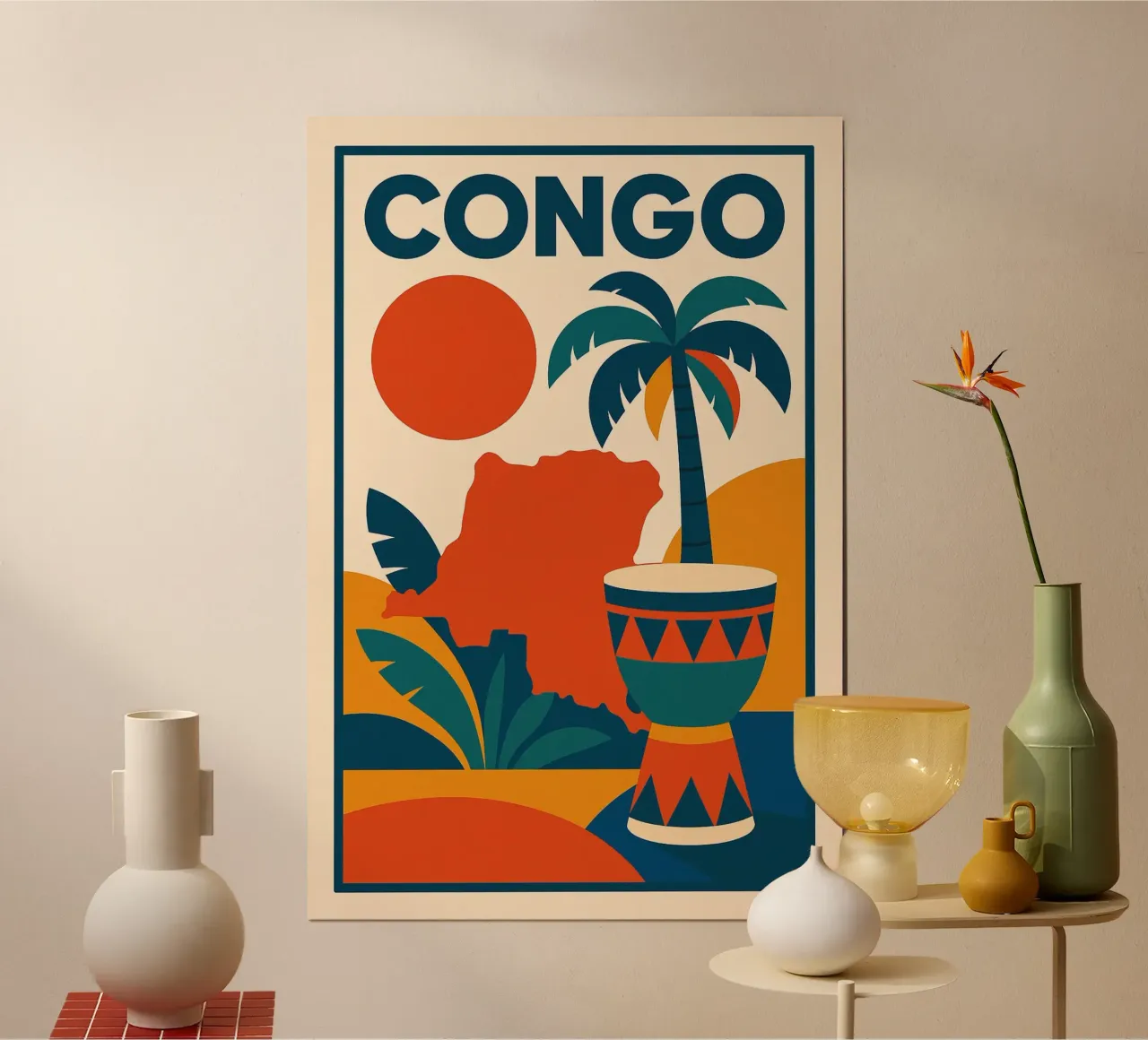 Congo - L'Africa vibrante in cartellone poster con telaio in alluminio da JETLAG | affiches voyage