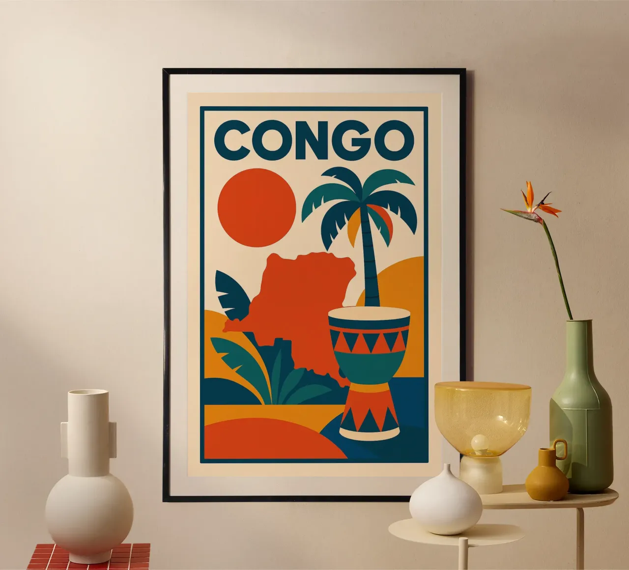 Congo - L'Africa vibrante in cartellone poster con telaio in alluminio da JETLAG | affiches voyage