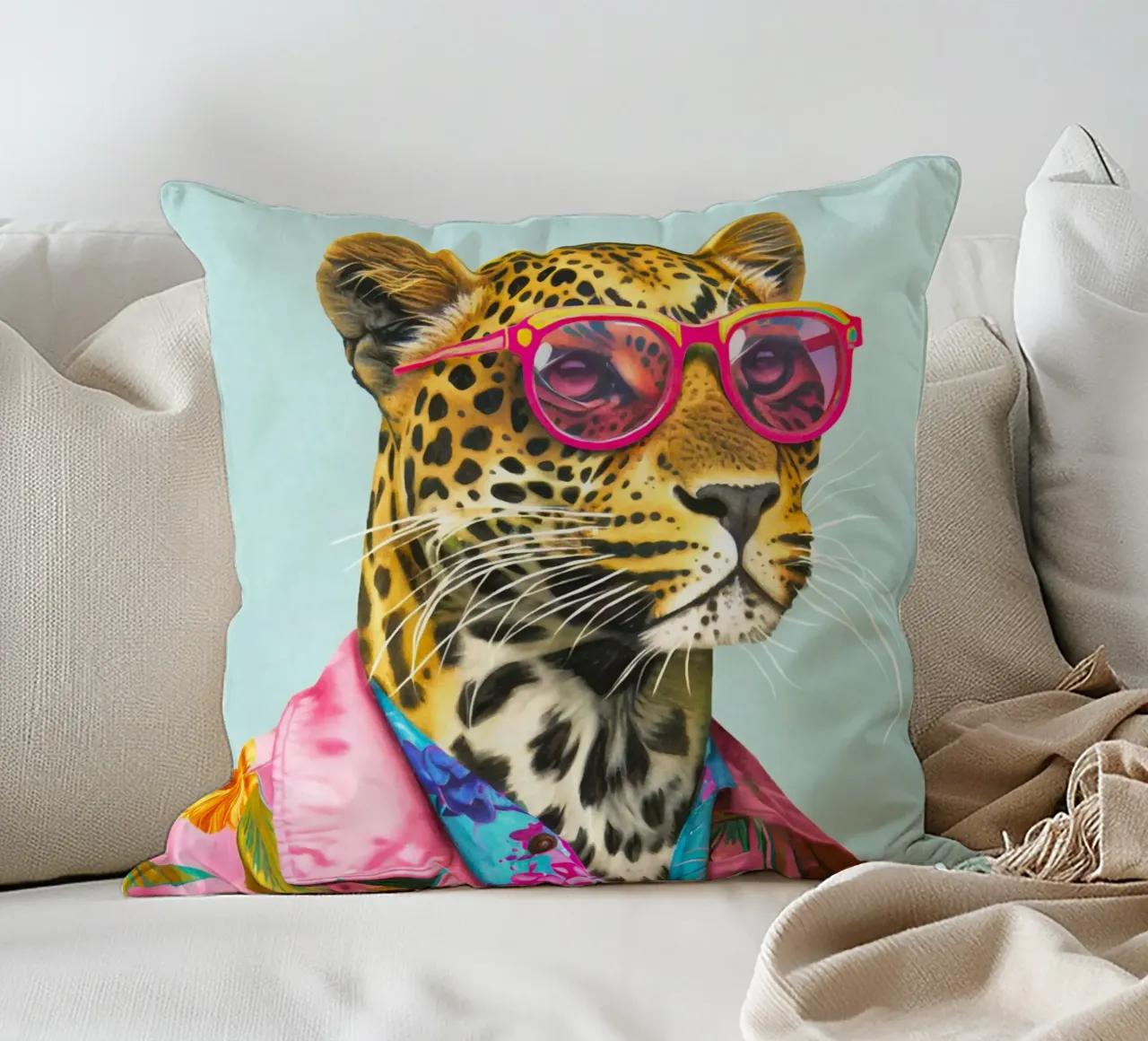 Icona di moda Ghepardo Dandy cuscino da Andrea Haase Animal Love