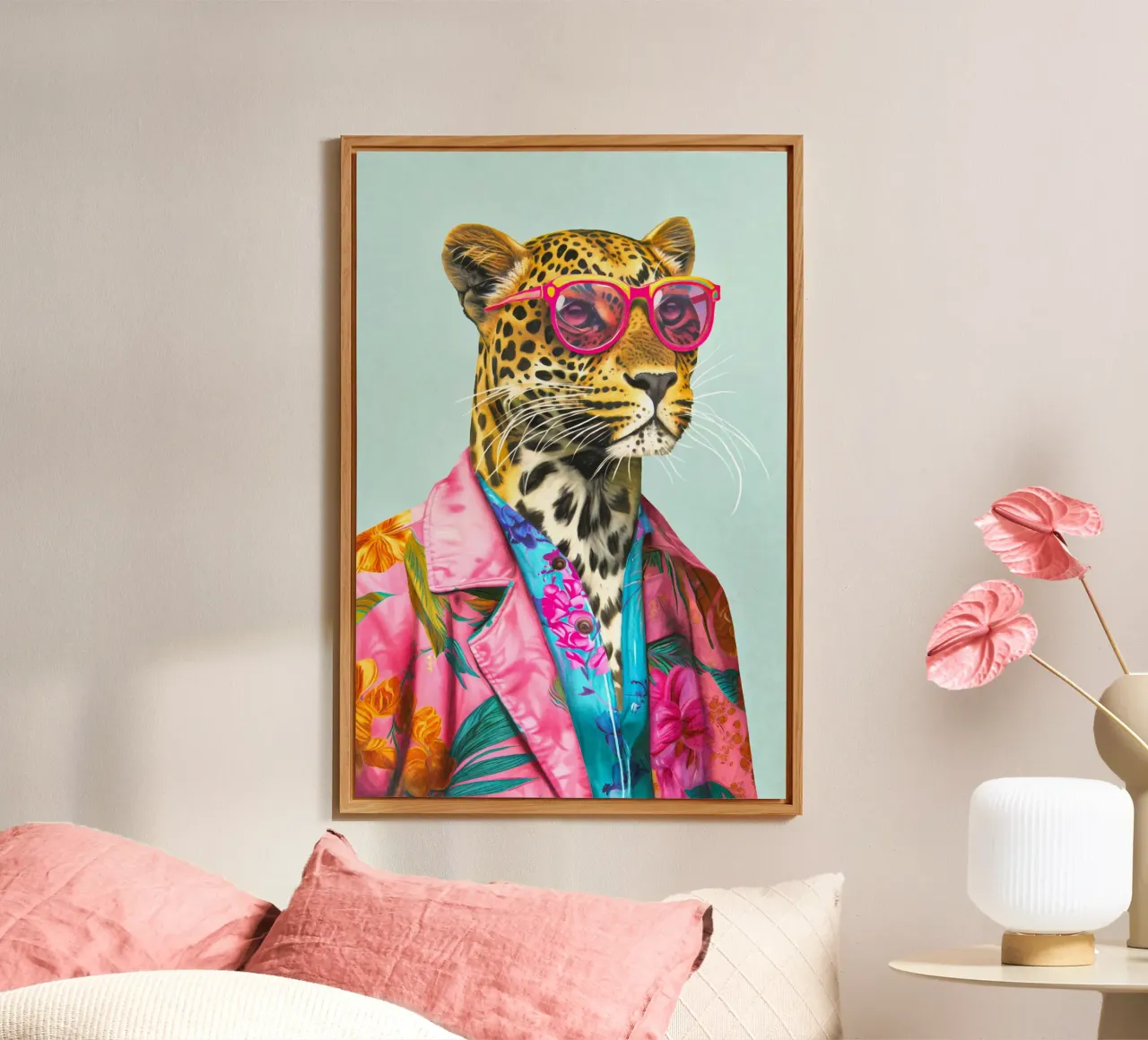 Icona di moda Ghepardo Dandy alluminio dibond da Andrea Haase Animal Love
