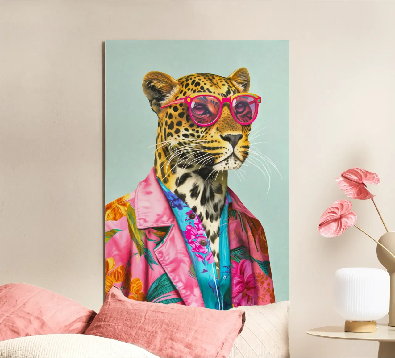 Icona di moda Ghepardo Dandy alluminio dibond da Andrea Haase Animal Love