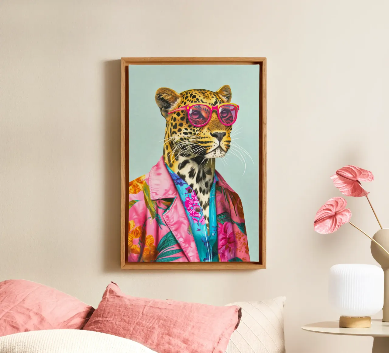 Icona di moda Ghepardo Dandy tela con Cornice a cassetta da Andrea Haase Animal Love
