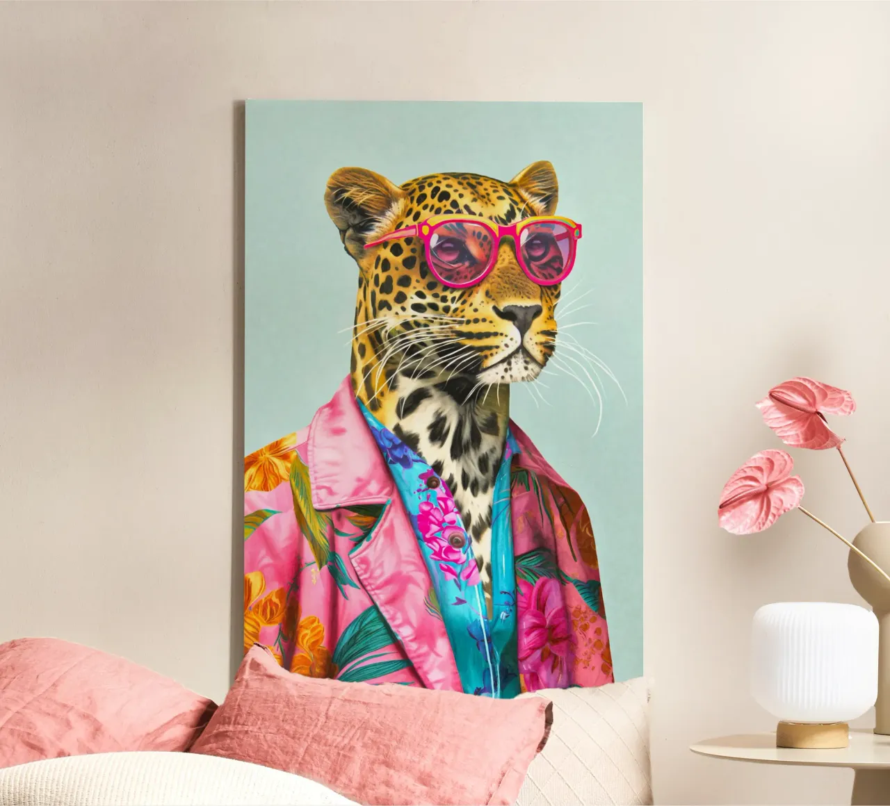 Icona di moda Ghepardo Dandy tela con Cornice a cassetta da Andrea Haase Animal Love