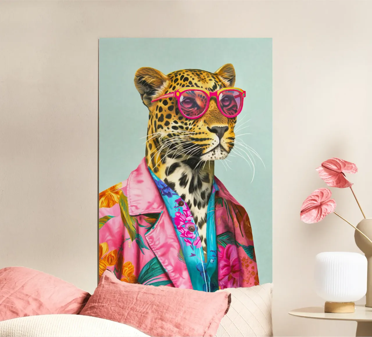 Icona di moda Ghepardo Dandy poster con telaio in plastica da Andrea Haase Animal Love