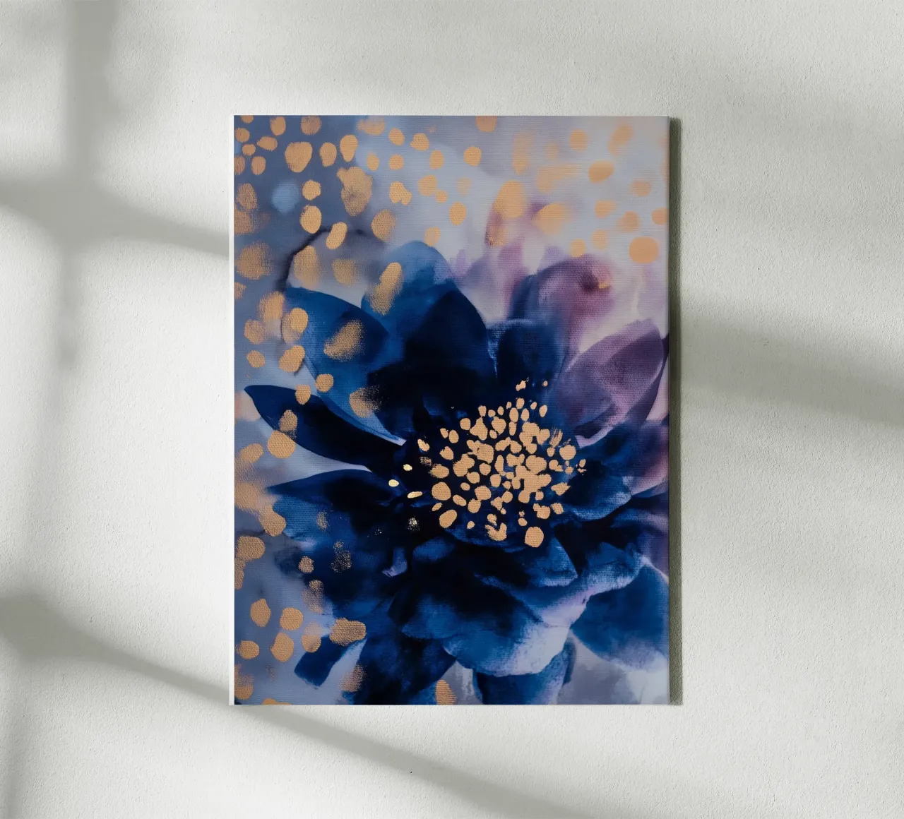 Indigo Bloom canvas with Floater frame by Seed & Signal