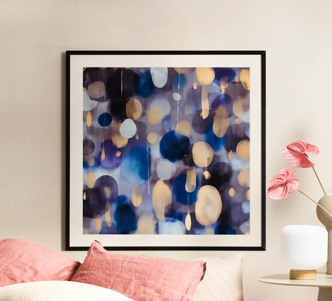 Goccia lucida 1 poster con telaio in legno da Seed & Signal