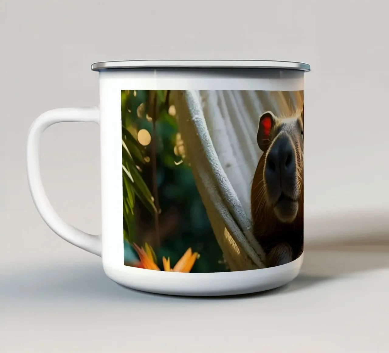 🌿🌺 Capibara | Tutto a tempo debito tazza in smalto da Trinkets NL Design Studio