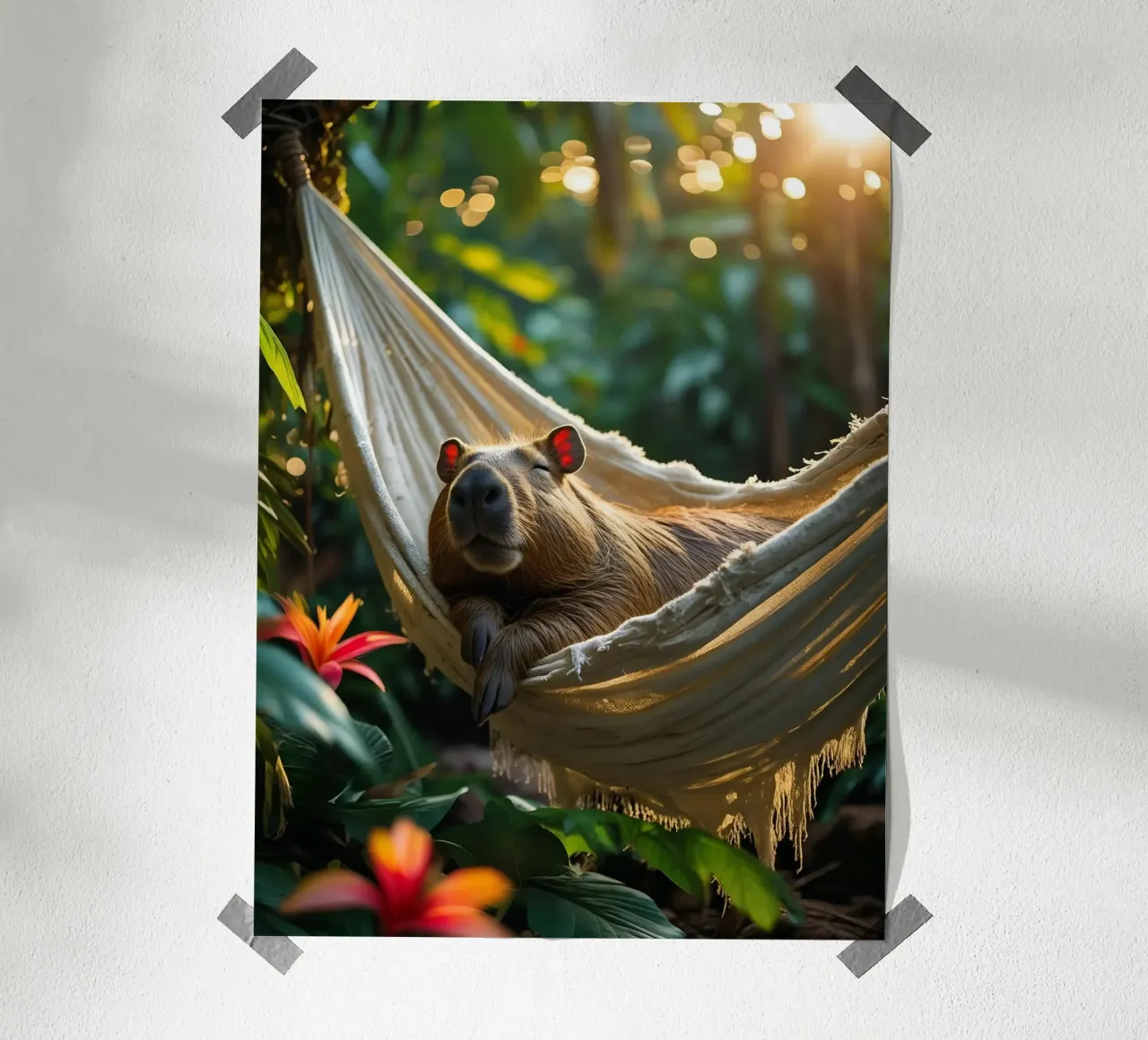 🌿🌺 Capibara | Tutto a tempo debito poster con telaio in alluminio da Trinkets NL Design Studio