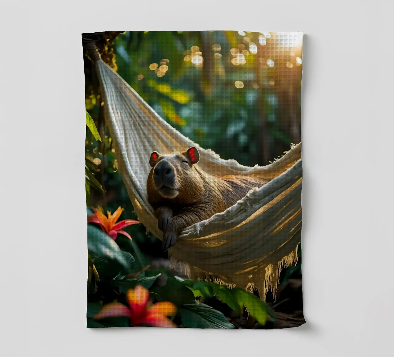 🌿🌺 Capibara | All in good time tea towel by Trinkets NL Design Studio