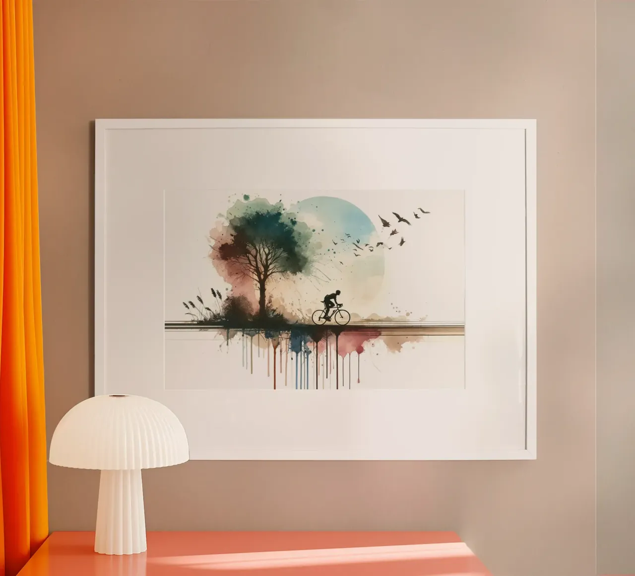 Mit dem Rad in die Dämmerung Poster von Chromatic Fusion Studio
