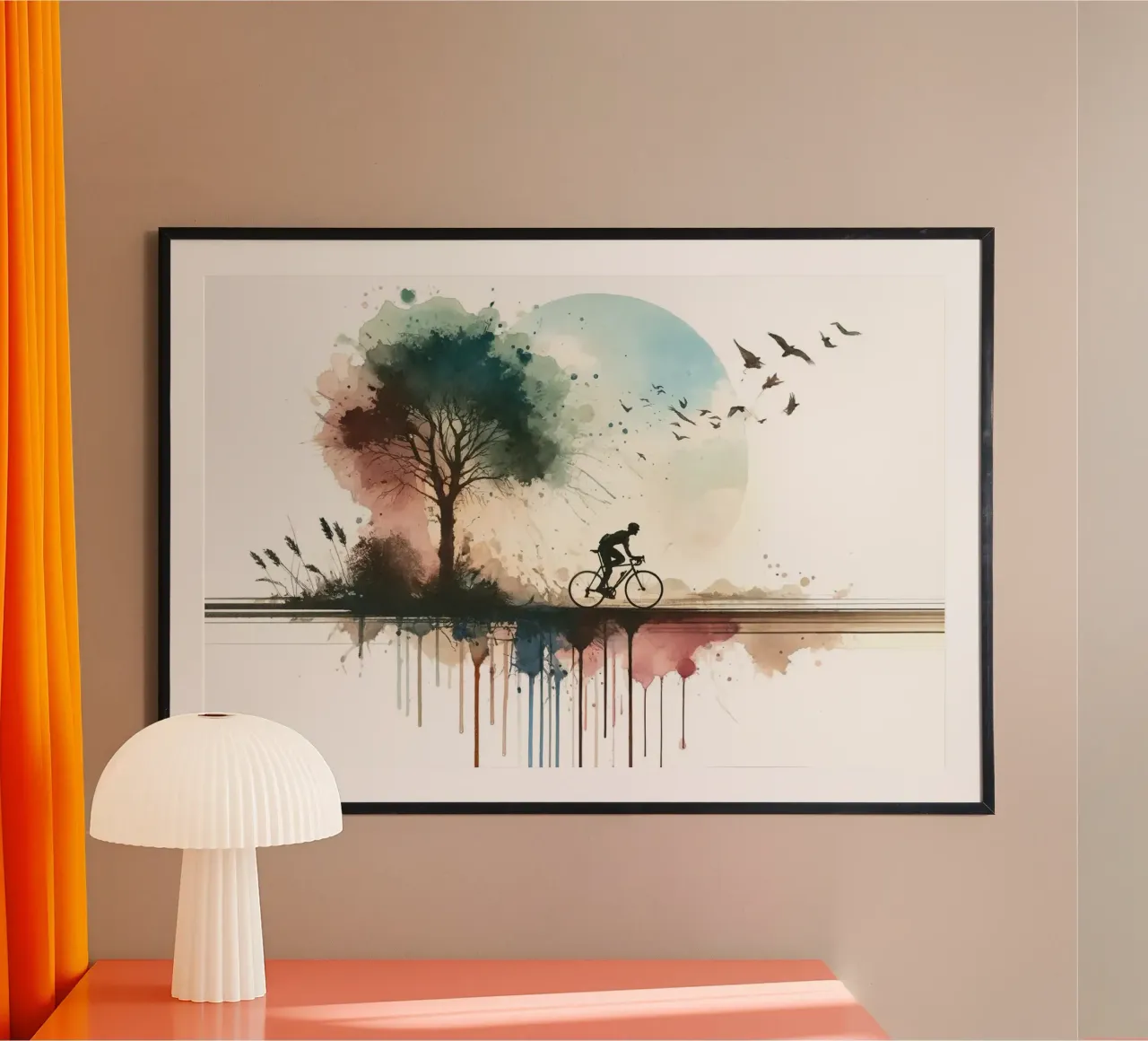 Mit dem Rad in die Dämmerung Poster von Chromatic Fusion Studio