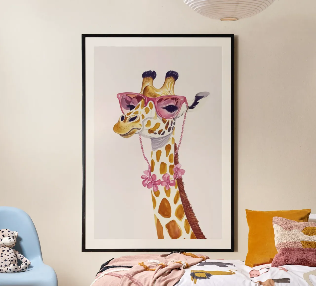 Giraffa fantasia Couture Chic poster con telaio in alluminio da Andrea Haase Animal Love