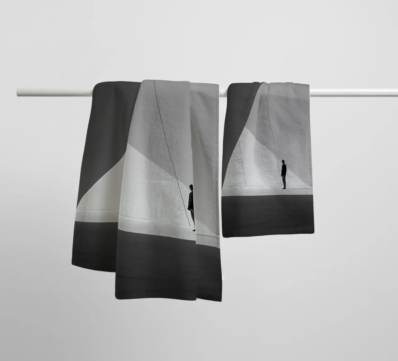Silhouette lost in modern architecture towel by Plain Thoughts