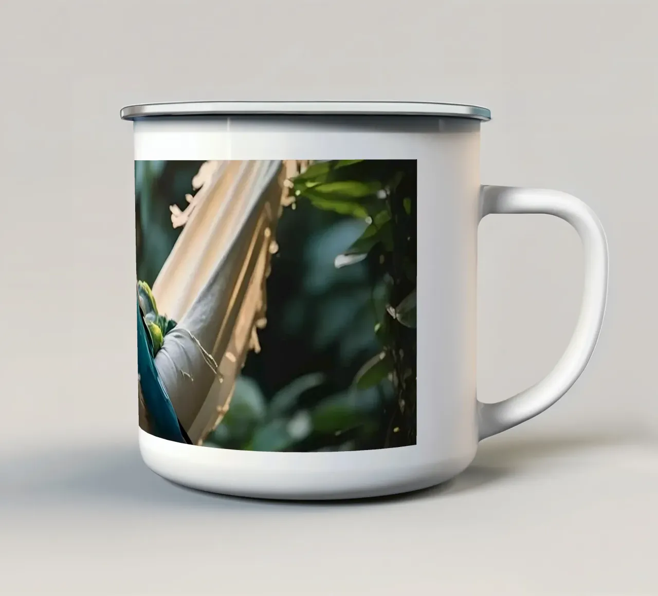 🌿🦜 Ara | Nice and busy... with nothing ;) (2) enamel mug by Trinkets NL Design Studio