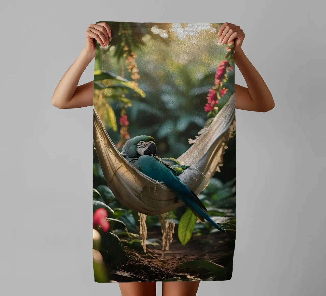 🌿🦜 Ara | Nice and busy... with nothing ;) (2) towel by Trinkets NL Design Studio