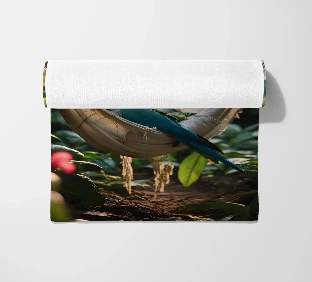 🌿🦜 Ara | Nice and busy... with nothing ;) (2) beach towel by Trinkets NL Design Studio