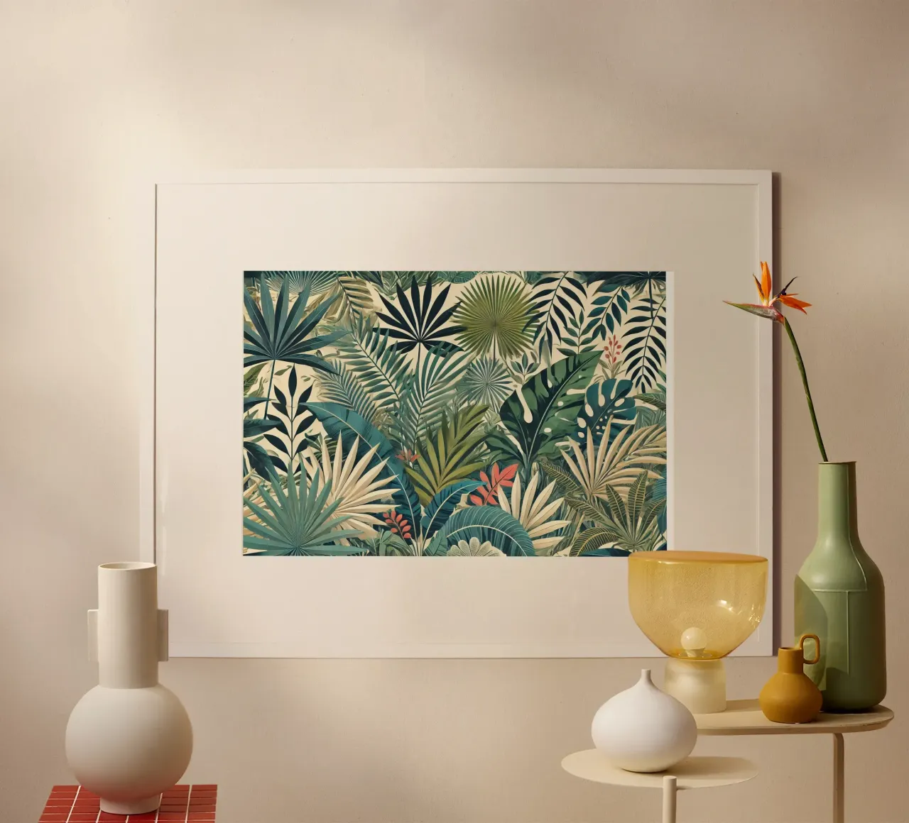 Paradiso delle foglie esotiche poster con telaio in plastica da Chromatic Fusion Studio