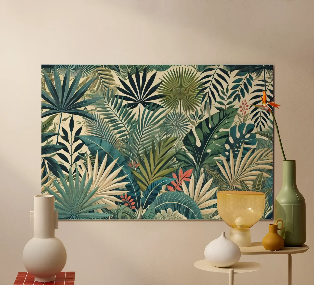 Paradiso delle foglie esotiche poster con telaio in plastica da Chromatic Fusion Studio