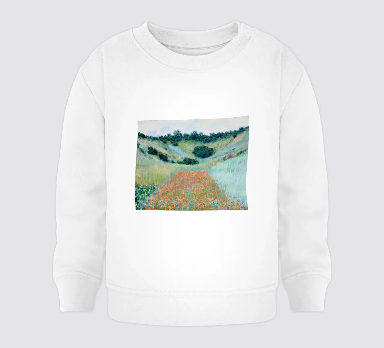Claude Monet - Campo di papaveri in una conca vicino a Giverny (1885) felpa neonato da Venus Art